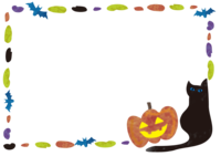 Halloween (black cat and pumpkin) frame frame