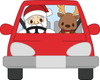 Santa and reindeer driving