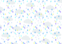 雨と雲の柄模様の背景イラスト／梅雨