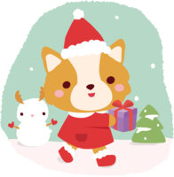 コーギー(犬)サンタクロースのクリスマスかわいい動物