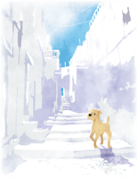 Cool dog (walking in the white streets) Background (vertical)