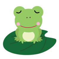 Cute frog meditating on a lotus leaf