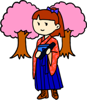 Spring school illustration (hakama)