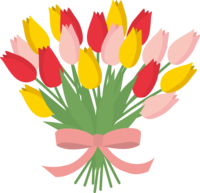 Bouquet of many fashionable tulips