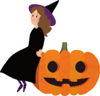 Halloween (witch sitting on a pumpkin)