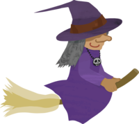 Halloween (old woman flying on a broom)