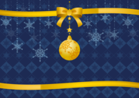 Free background illustration Winter (golden ribbon and ornament)