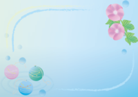 Cute summer festival Frame frame surrounded by water balloons and morning glory of summer image