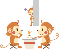 Cute monkey-New Year's card-Monkey baking rice cake