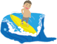 Male surfer surfing / sea