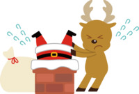 December Christmas illustration cute (Santa stuck in the chimney)