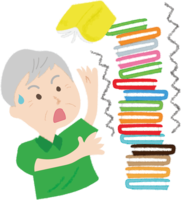 An old man who is in a hurry when things piled up due to an earthquake collapse / Disaster prevention-Disaster