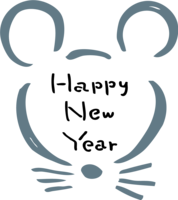 Rough brush drawing style-Happy New Year characters in the face of a mouse-2020 child year