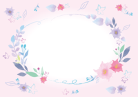 Pastel pink flowers Fashionable watercolor style frame Frame