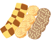 Various overlapping cookies-food
