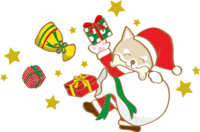 Cute Christmas (Shiba Inu Santa Claus holding bones)