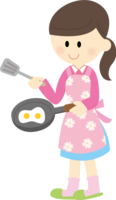 Girl cooking in a frying pan