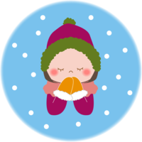 December Cute illustration (girl who sighs and warms up)