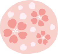 Sakura illustration in a hand-painted circle-One point (free)