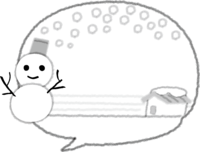冬の吹き出しイラスト(白黒モノクロ)/吹き出し
