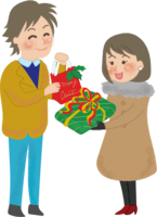 プレゼント交換するカップル