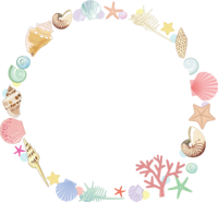 貝殻の丸い円フレーム枠／海