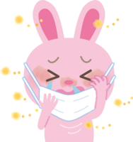 Rabbit hay fever-Illustration (mask-sneezing-snot-itching eyes)
