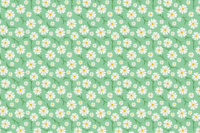 ヒナギク花柄の背景(緑-グリーン)イラスト-春