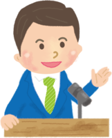 Male / Company giving a speech-Business