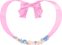 Heart-shaped and fashionable frame arranged with flowers and ribbons-Furi