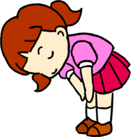 School greeting illustration (bowing girl)