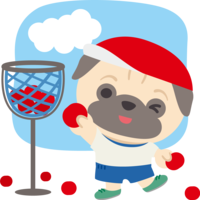 Pug (dog) cute athletic meet (red group ball case) animal