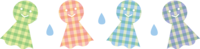 Cute rainy season with plaid teru teru bozu lined up in a line