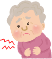 かわいい腹痛-食中毒のおばあさん／医療／健康