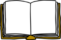 手描き風の黄土色の開いた本の見開き