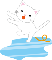 冬天冻结的危险路面上快要摔倒的猫