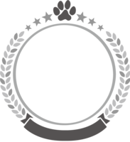 Fashionable black and white dog illustration paws emblem