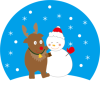 12月かわいいイラスト(トナカイと雪だるま)