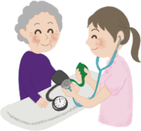 Nurse / hospital measuring blood pressure