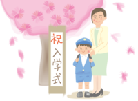 入学式-桜-お母さんと男の子