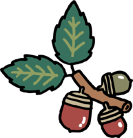 かわいい葉と枝付きのどんぐり