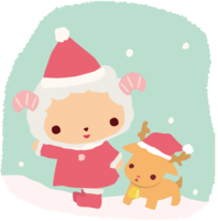 羊-サンタクロースのクリスマスかわいい動物