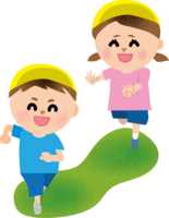 Nursery school where boys and girls chase after