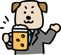 Cute dog toasting and drinking beer