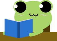 カエル-机で読書編