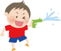 Boy playing with a water gun-Pool