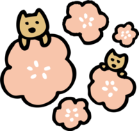 Dogs riding on plum blossoms Cute 2018 Year of the Dog