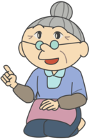 おばあちゃんが指差し