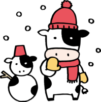 Cow-shaped snowman and cow-Cute 2021-Ox year