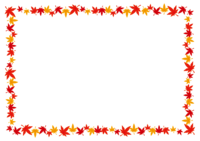 Simple autumn leaves (maple) red orange frame frame